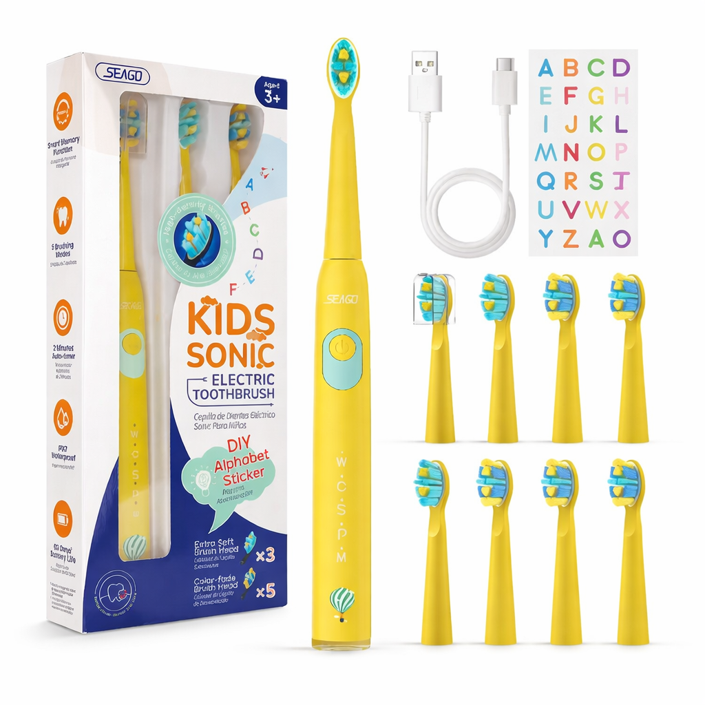 Kids Personalised Electric Toothbrush & 8 Heads