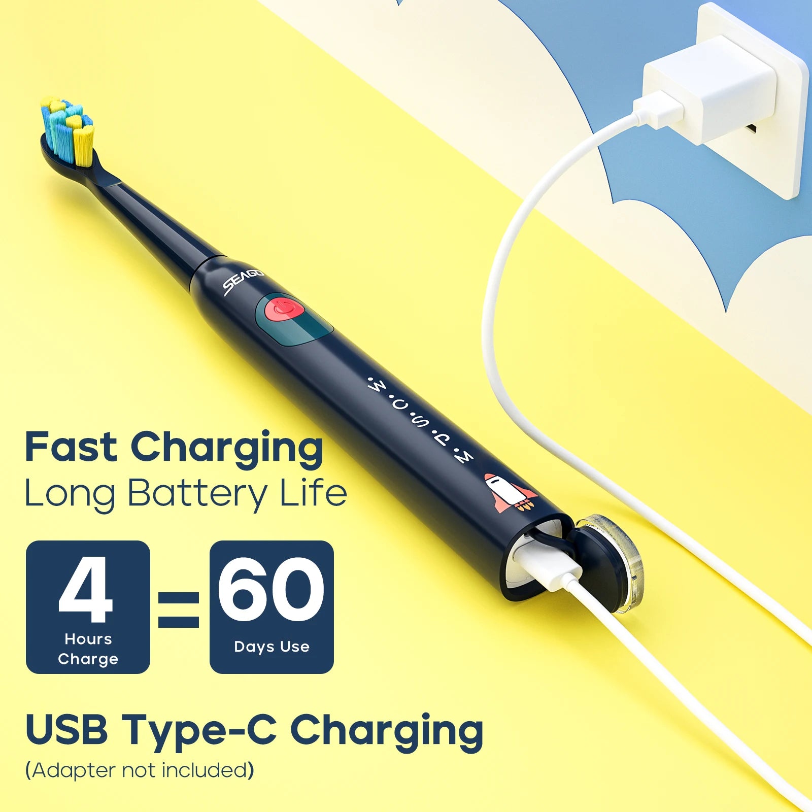 Kids Personalised Electric Toothbrush & 8 Heads