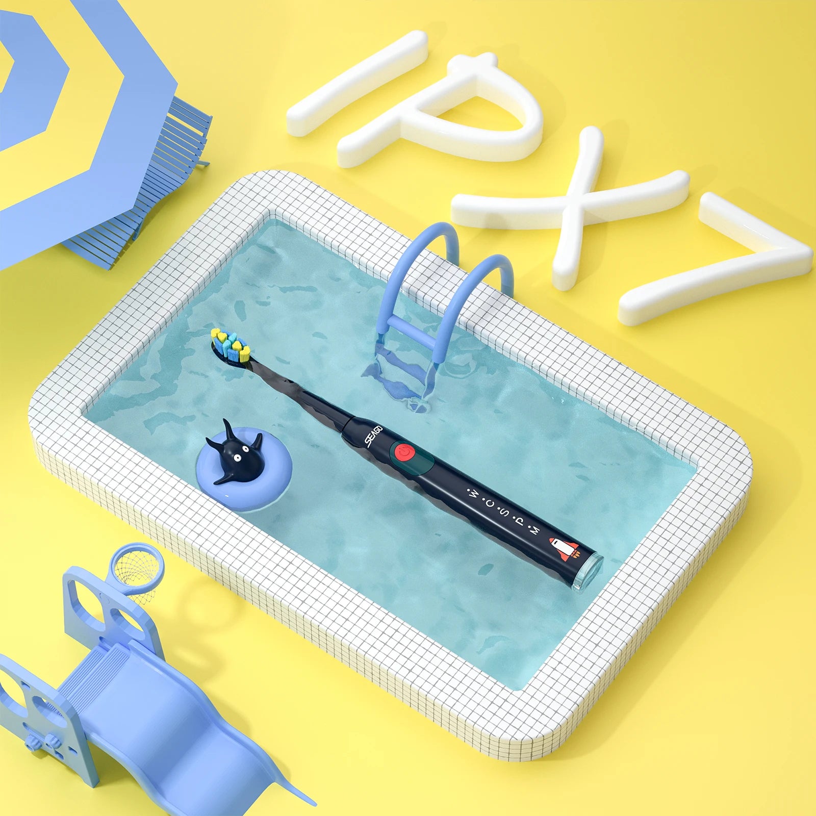 Kids Personalised Electric Toothbrush & 8 Heads