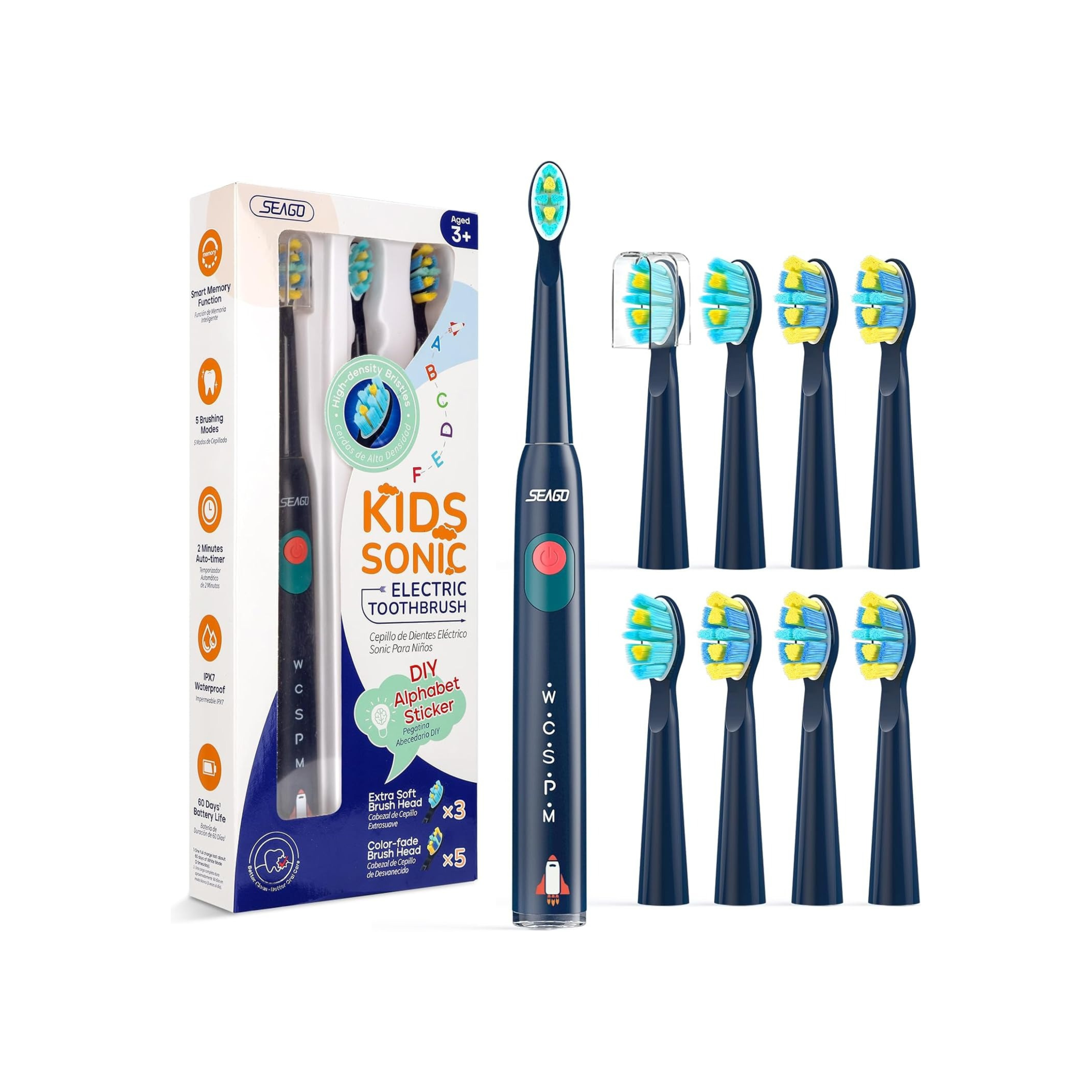 Kids Personalised Electric Toothbrush & 8 Heads
